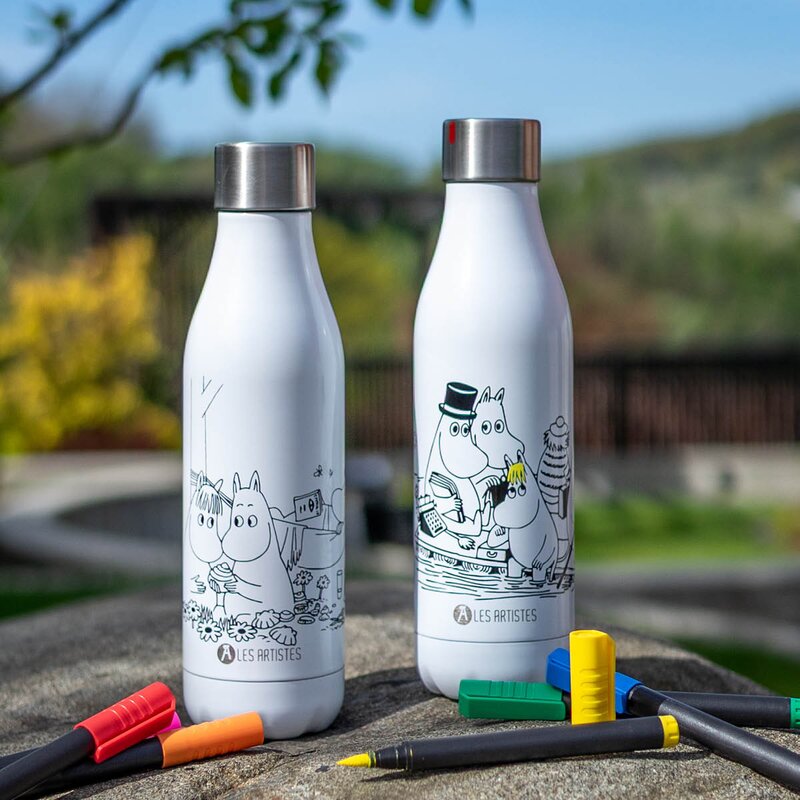 Les Artistes Bottle Up Mummi termoflaske 0,5 L med tusj hvit/multi
