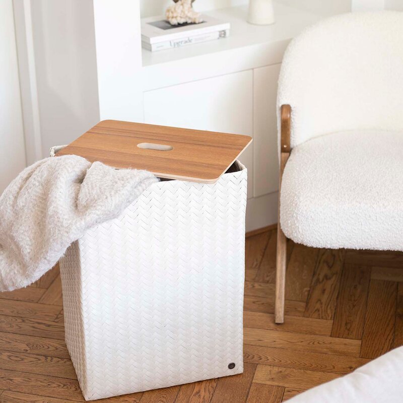 Handed By Grand superb skittentøyskurv m/lokk 44x31x60 cm champagne