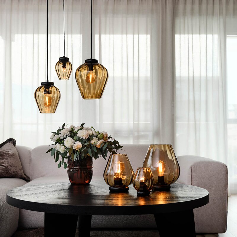 Magnor Rocks bordlampe 24,4 cm caramel