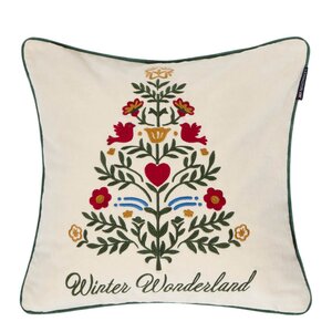 Lexington Putetrekk i fløyel 50x50 cm juletre lysbeige/multi