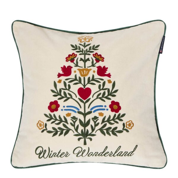 Lexington Putetrekk i fløyel 50x50 cm juletre lysbeige/multi