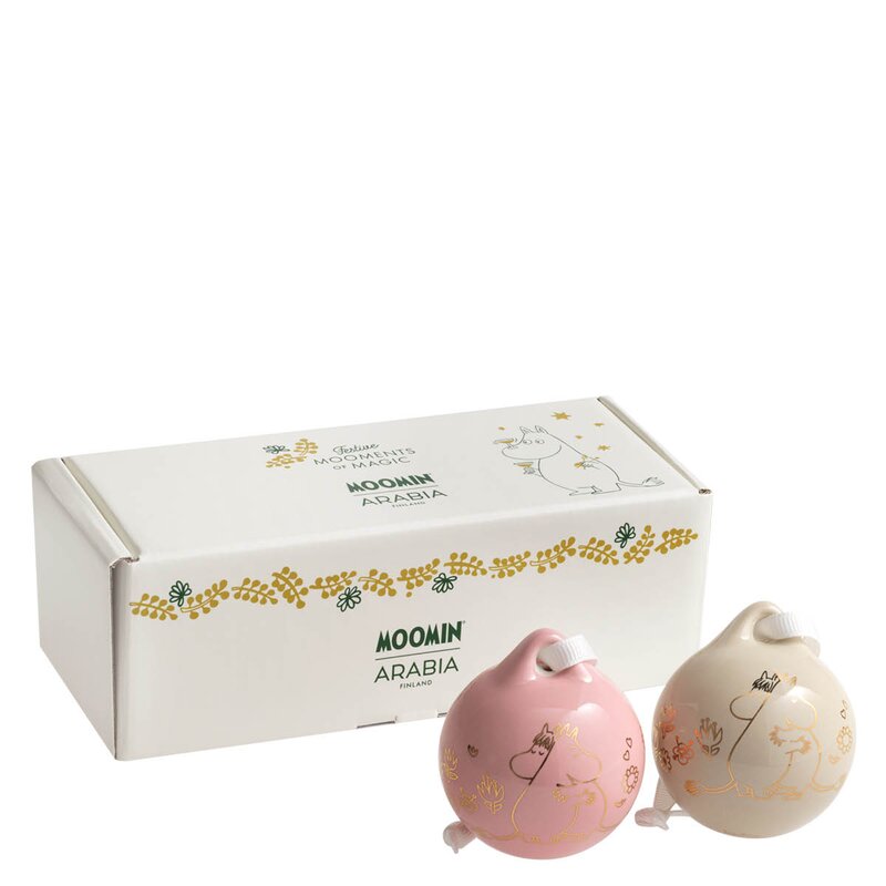 MoominArabia Mummi julekule 5 cm 2 stk Kjærlighetsgave gull