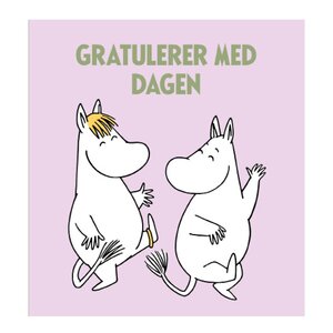 Moomin Mummi dobbeltkort 7,5x7,5 cm Gratulerer med dagen lilla