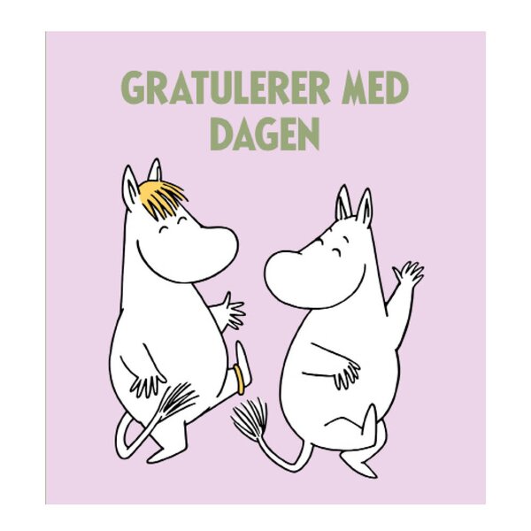 Moomin Mummi dobbeltkort 7,5x7,5 cm Gratulerer med dagen lilla