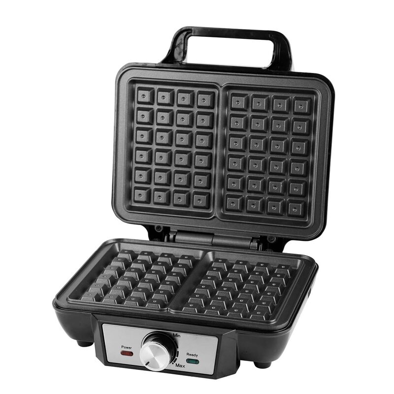 EMERIO Belgisk vaffeljern dobbel 1000W rustfritt stål