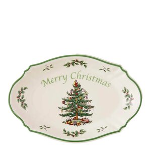 Spode Christmas Tree Merry Christmas brett 28 cm hvit/grønn/rød