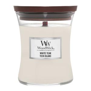 WoodWick Hourglass duftlys medium white teak
