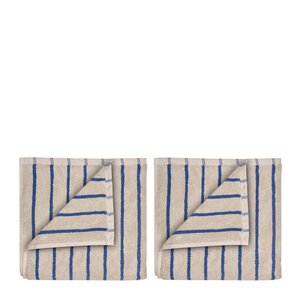 Blomus Arto gjestehåndkle 50x30 cm 2 stk beige/blå tynne striper