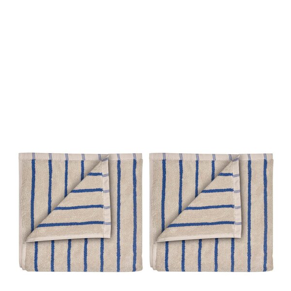 Blomus Arto gjestehåndkle 50x30 cm 2 stk beige/blå tynne striper