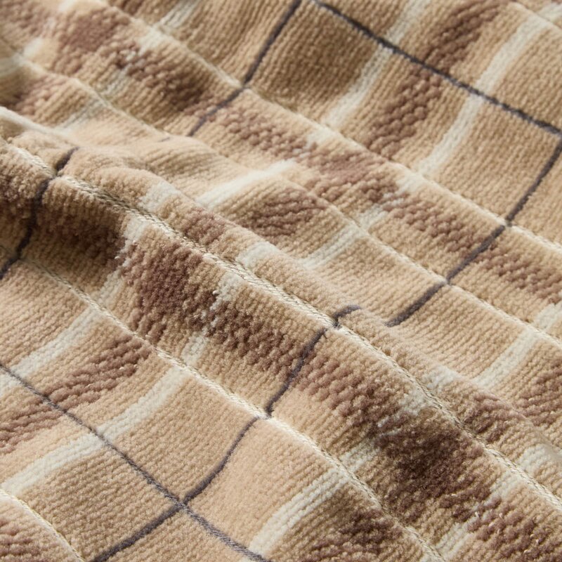 Lexington Rutete velourhåndkle 50x70 cm 2 stk beige/grå/lysbeige