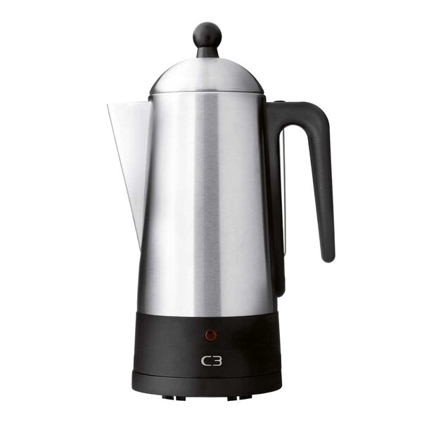 C3 Perkulator design 6 kopper 27 cm børstet rustfritt stål