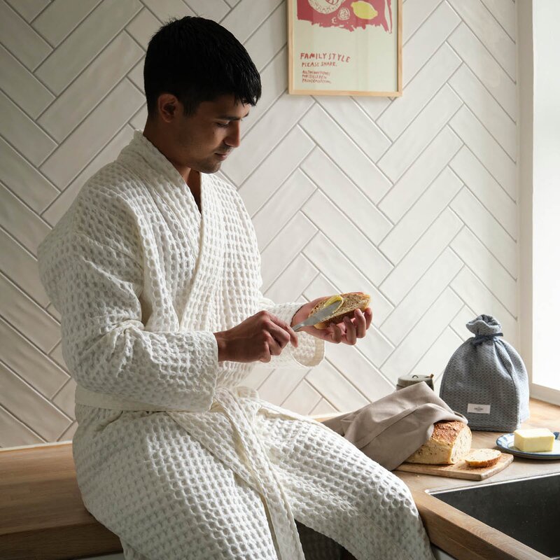 The Organic Company Big Waffle badekåpe M/L hvit