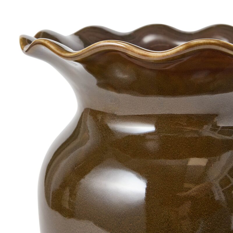 Lexington Wavy vase 25 cm brown olive