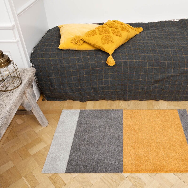 Tica Copenhagen Stripes horisontal gulvmatte 90x60 cm dijon/grey