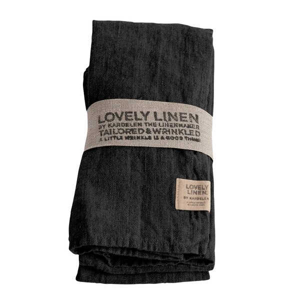 Lovley Linen Lovely serviett lin 45x45 cm 4 stk Dark Grey
