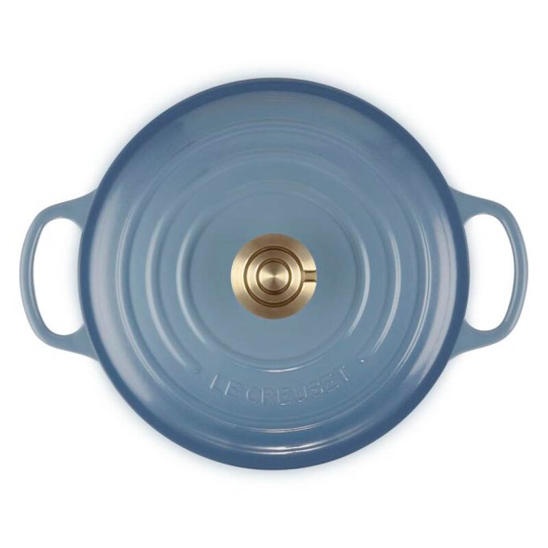 Le Creuset Signature støpejernsgryte rund 4,2L 24 cm chambray/gull/crucible knob