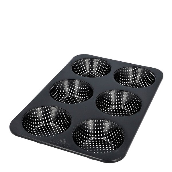 Birkmann Bread Buddies hamburgerbrødform 6 stk perforert 32x21 cm svart