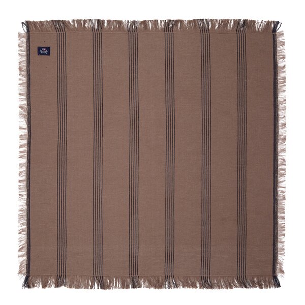 Lexington Stripete lin/bomulls serviett med frynser 50x50 cm brun/svart