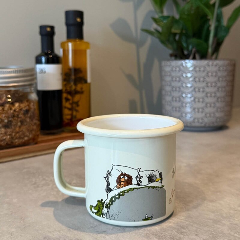 Flåklypa I sengen emaljekopp 35 cl beige