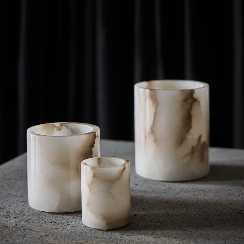 Tell Me More Alabaster telysholder M 12 cm