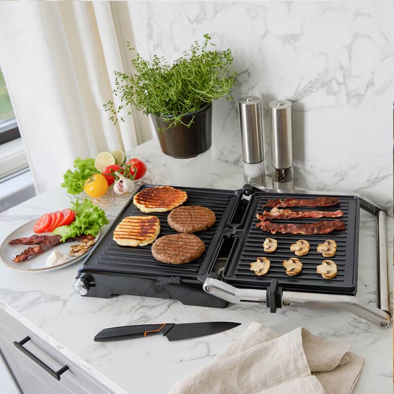 CHAMPION Bordgrill 2-i-1 PG600 2000W rustfritt stål